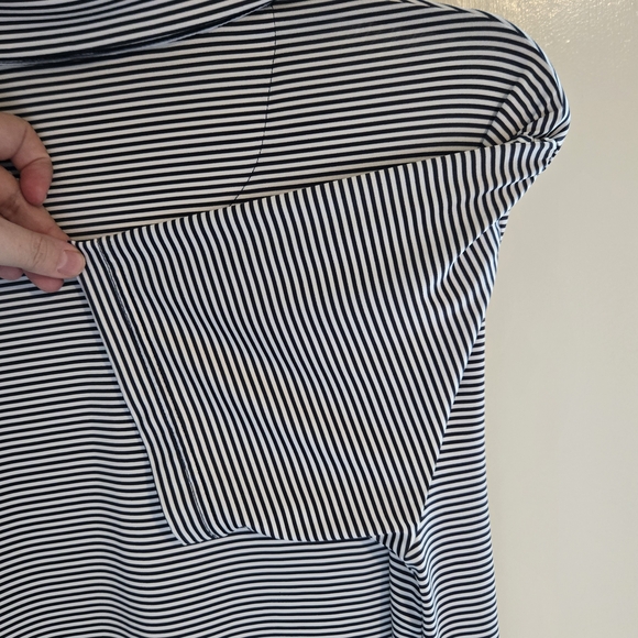 Jack Nicklaus Polo Shirt Men Size Medium Navy Blue White Stripe Golf Golden Bear - Picture 8 of 11